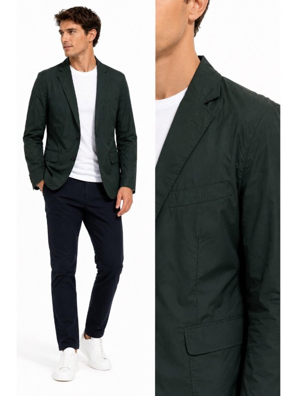 BANANA REPUBLIC green jacket blazer sport coat 44R windbreakers slim fit casual